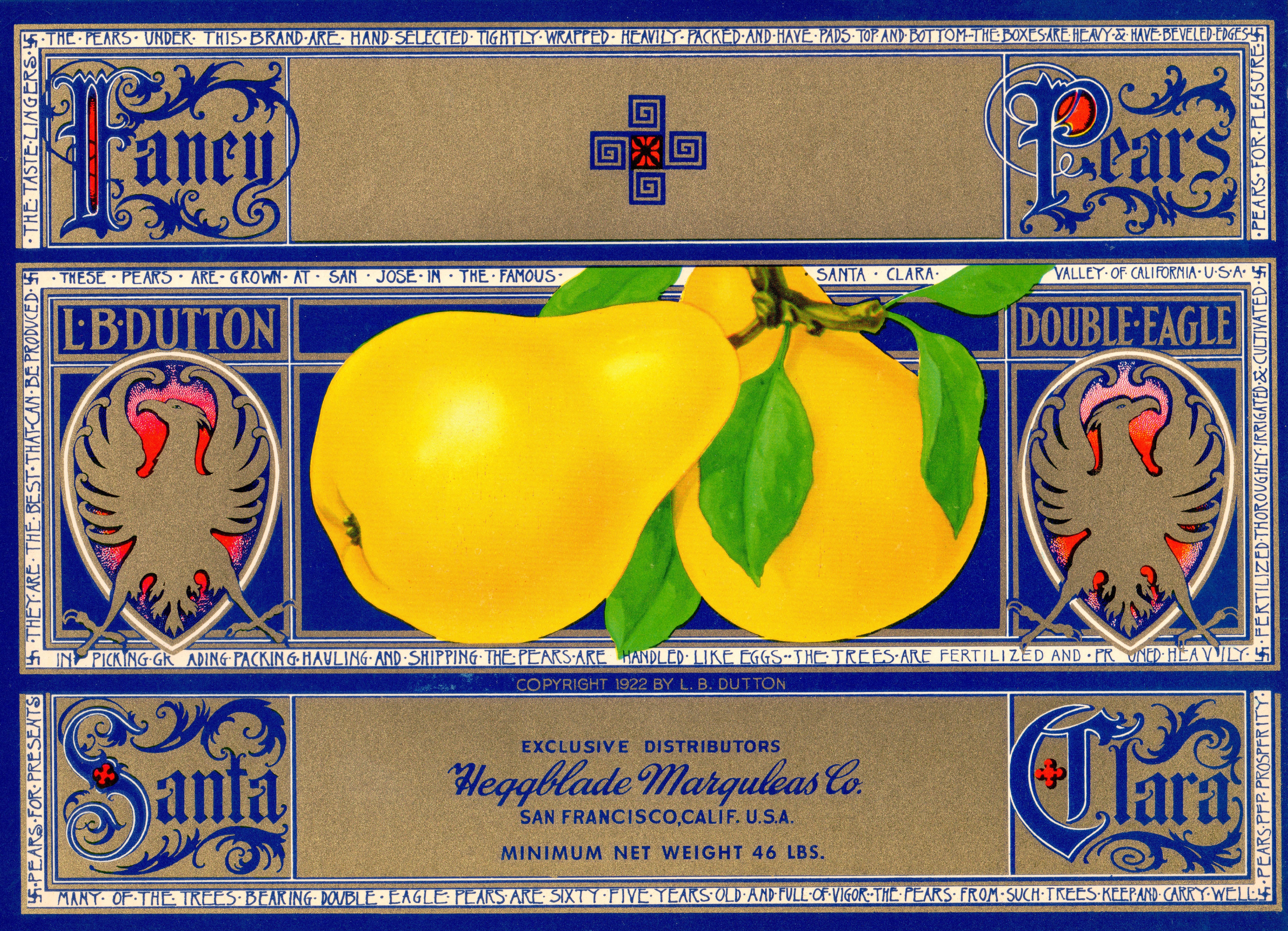 Fancy Pears - Unframed Fruit Label