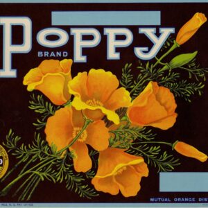 Poppy Brand Oranges Fruit Label