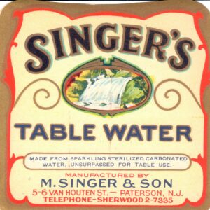 Singer's Table Water