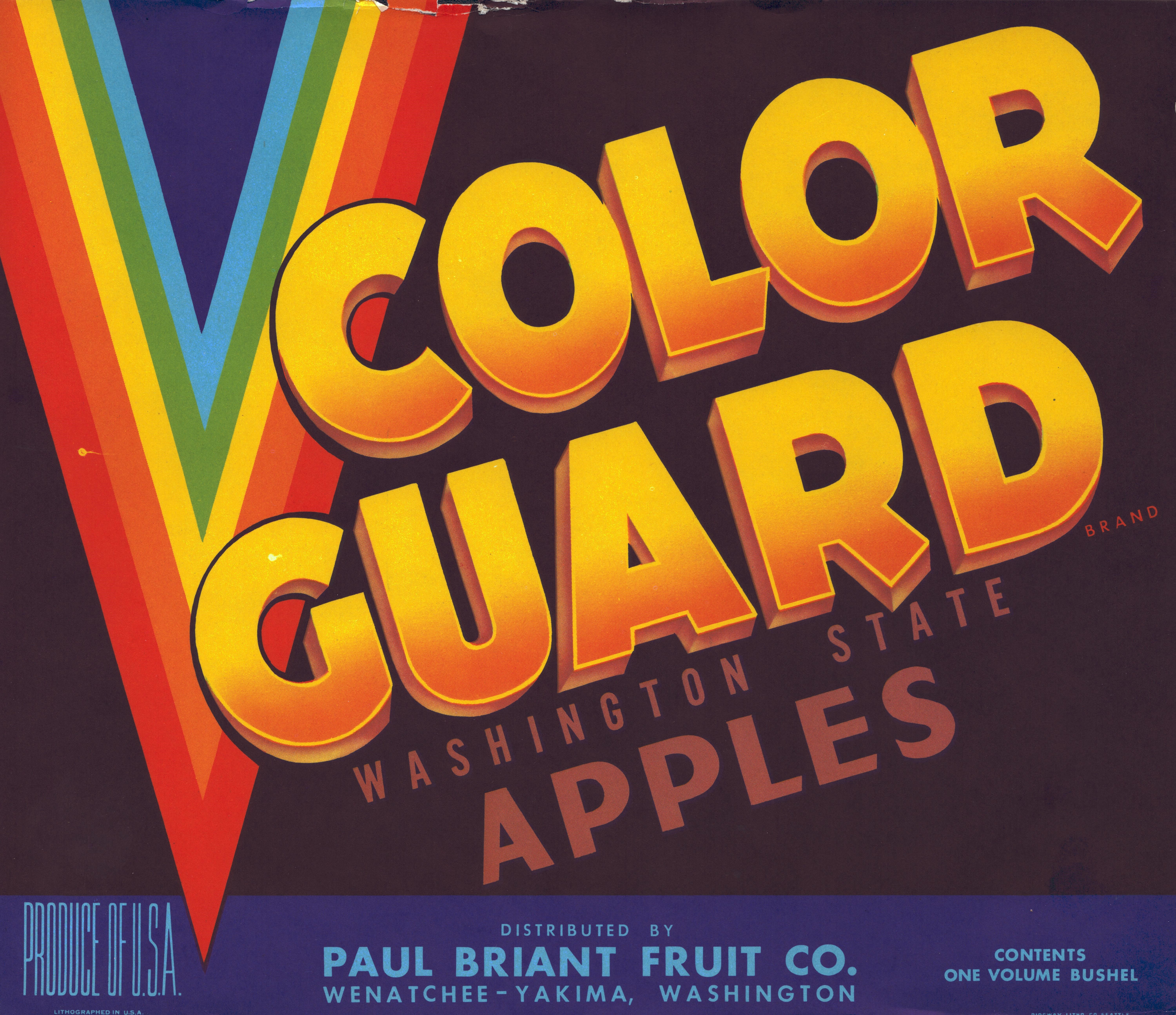 Color Guard Washington Apples Fruit Label - Unframed