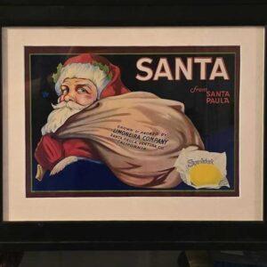 Santa Sunkist Lemons Fruit Label - Black Frame